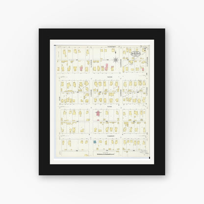 Old map wall art mockup — black gallery frame with white mat — Sanborn Fire Insurance Map from Mount Vernon, Knox County, Ohio (1907), Sheet #0007