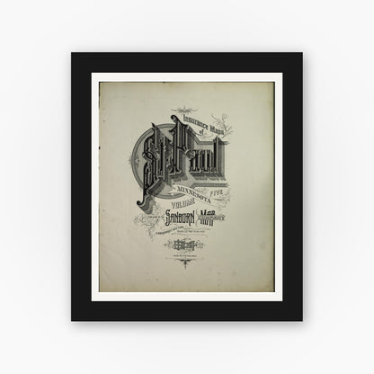 Old map wall art mockup — black gallery frame with white mat — Sanborn Fire Insurance Map from Saint Paul, Ramsey County, Minnesota (1904), Sheet #0001