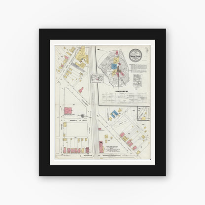 Old map wall art mockup — black gallery frame with white mat — Sanborn Fire Insurance Map from Sinking Spring, Berks County, Pennsylvania (1920), Sheet #0001