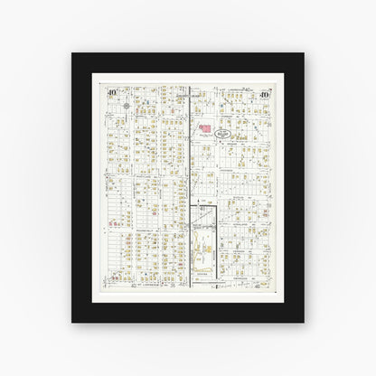 Old map wall art mockup — black gallery frame with white mat — Sanborn Fire Insurance Map from Beloit, Rock County, Wisconsin (1926), Sheet #0040