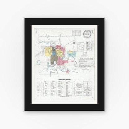 Old map wall art mockup — black gallery frame with white mat — Sanborn Fire Insurance Map from Waupaca, Waupaca County, Wisconsin (1934) - Complete Map Set