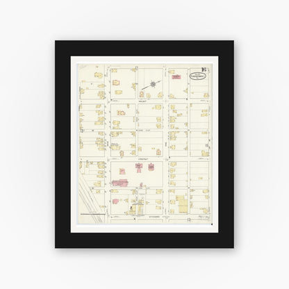 Old map wall art mockup — black gallery frame with white mat — Sanborn Fire Insurance Map from Punxsutawney, Jefferson County, Pennsylvania (1912), Sheet #0016