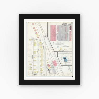 Old map wall art mockup — black gallery frame with white mat — Sanborn Fire Insurance Map from Steubenville, Jefferson County, Ohio (1913), Sheet #0002