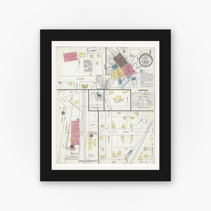 Old map wall art mockup — black gallery frame with white mat — Sanborn Fire Insurance Map from Lodi, Columbia County, Wisconsin (1919), Sheet #0001