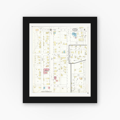 Old map wall art mockup — black gallery frame with white mat — Sanborn Fire Insurance Map from Lansing, Allamakee County, Iowa (1912), Sheet #0004