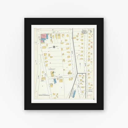 Old map wall art mockup — black gallery frame with white mat — Sanborn Fire Insurance Map from Sodus, Wayne County, New York (1911), Sheet #0005