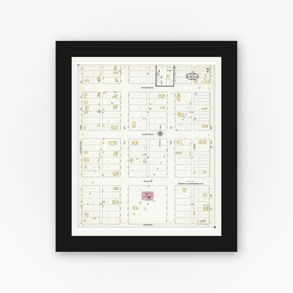 Old map wall art mockup — black gallery frame with white mat — Sanborn Fire Insurance Map from Staples, Todd County, Minnesota (1909), Sheet #0007