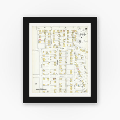 Old map wall art mockup — black gallery frame with white mat — Sanborn Fire Insurance Map from Greensburg, Westmoreland County, Pennsylvania (1903), Sheet #0019