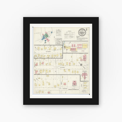 Old map wall art mockup — black gallery frame with white mat — Sanborn Fire Insurance Map from Somerset, Perry County, Ohio (1913) - Complete Map Set
