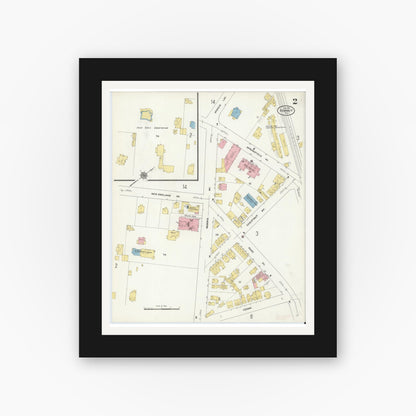 Old map wall art mockup — black gallery frame with white mat — Sanborn Fire Insurance Map from Summit, Union County, New Jersey (1911) - Complete Map Set