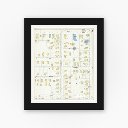 Old map wall art mockup — black gallery frame with white mat — Sanborn Fire Insurance Map from Holley, Orleans County, New York (1904), Sheet #0005