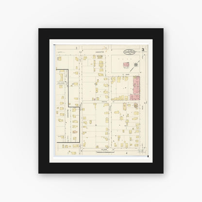 Old map wall art mockup — black gallery frame with white mat — Sanborn Fire Insurance Map from Johnstown, Licking County, Ohio (1913), Sheet #0003