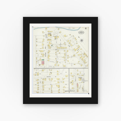 Old map wall art mockup — black gallery frame with white mat — Sanborn Fire Insurance Map from Cambridge, Guernsey County, Ohio (1897), Sheet #0008