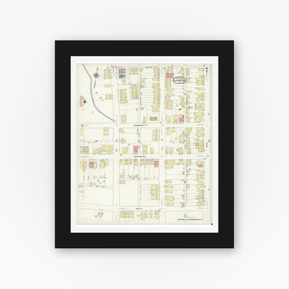 Old map wall art mockup — black gallery frame with white mat — Sanborn Fire Insurance Map from Slatington, Lehigh County, Pennsylvania (1913), Sheet #0007