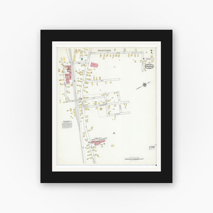 Old map wall art mockup — black gallery frame with white mat — Sanborn Fire Insurance Map from Orange, Franklin County, Massachusetts (1917), Sheet #0007