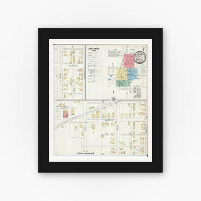 Old map wall art mockup — black gallery frame with white mat — Sanborn Fire Insurance Map from Orrville, Wayne County, Ohio (1899) - Complete Map Set