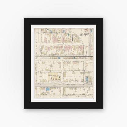Old map wall art mockup — black gallery frame with white mat — Sanborn Fire Insurance Map from Tamaqua, Schuylkill County, Pennsylvania (1885), Sheet #0002