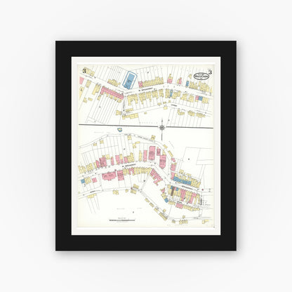 Old map wall art mockup — black gallery frame with white mat — Sanborn Fire Insurance Map from Mauch Chunk, Carbon County, Pennsylvania (1923), Sheet #0003