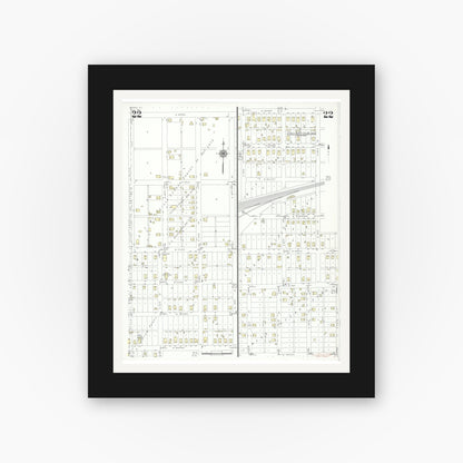 Old map wall art mockup — black gallery frame with white mat — Sanborn Fire Insurance Map from Herrin, Williamson County, Illinois (1941), Sheet #0022