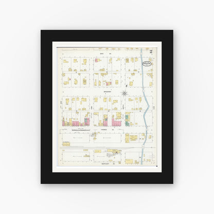 Old map wall art mockup — black gallery frame with white mat — Sanborn Fire Insurance Map from Windsor, Shelby County, Illinois (1907), Sheet #0002