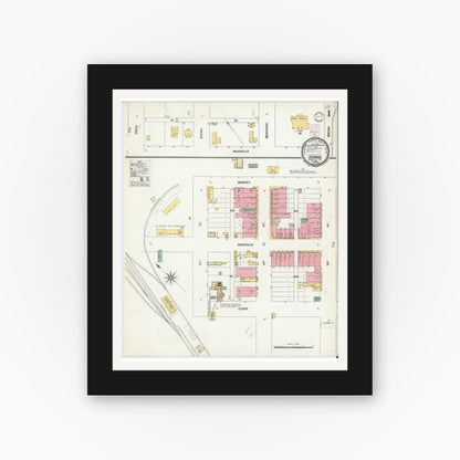 Old map wall art mockup — black gallery frame with white mat — Sanborn Fire Insurance Map from Hearne, Robertson County, Texas (1901) - Complete Map Set
