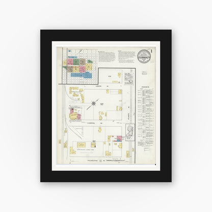 Old map wall art mockup — black gallery frame with white mat — Sanborn Fire Insurance Map from Egg Harbor City, Atlantic County, New Jersey (1917), Sheet #0001