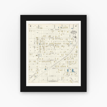Old map wall art mockup — black gallery frame with white mat — Sanborn Fire Insurance Map from Winter Park, Orange County, Florida (1924), Sheet #0004