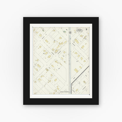 Old map wall art mockup — black gallery frame with white mat — Sanborn Fire Insurance Map from Gardner, Grundy County, Illinois (1898), Sheet #0003