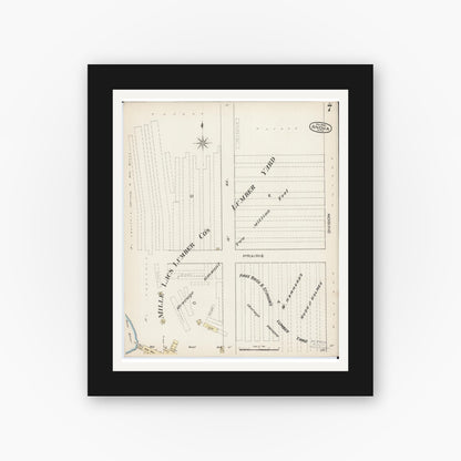 Old map wall art mockup — black gallery frame with white mat — Sanborn Fire Insurance Map from Anoka, Anoka County, Minnesota (1885), Sheet #0007