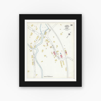 Old map wall art mockup — black gallery frame with white mat — Sanborn Fire Insurance Map from Liberty, Sullivan County, New York (1916), Sheet #0010