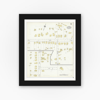 Old map wall art mockup — black gallery frame with white mat — Sanborn Fire Insurance Map from Clinton, Hunterdon County, New Jersey (1912), Sheet #0005