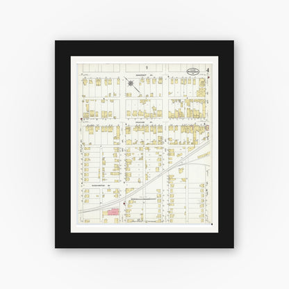 Old map wall art mockup — black gallery frame with white mat — Sanborn Fire Insurance Map from Windber, Somerset County, Pennsylvania (1910), Sheet #0004