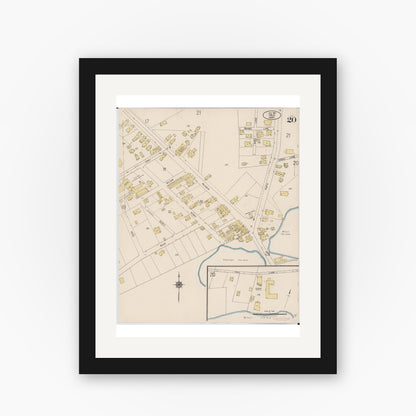 Old map wall art mockup — black gallery frame with white mat — Sanborn Fire Insurance Map from Hilo, Hawaii County, Hawaii (1921), Sheet #0020