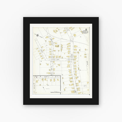 Old map wall art mockup — black gallery frame with white mat — Sanborn Fire Insurance Map from Archbald, Lackawanna County, Pennsylvania (1912), Sheet #0008