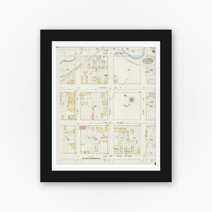 Old map wall art mockup — black gallery frame with white mat — Sanborn Fire Insurance Map from Ashland, Ashland County, Wisconsin (1895), Sheet #0006