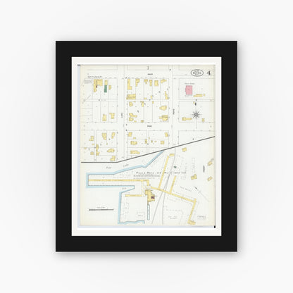 Old map wall art mockup — black gallery frame with white mat — Sanborn Fire Insurance Map from Boyne City, Charlevoix County, Michigan (1901), Sheet #0004