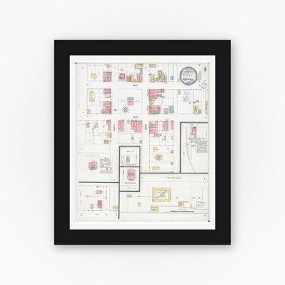 Old map wall art mockup — black gallery frame with white mat — Sanborn Fire Insurance Map from Greenfield, Dade County, Missouri (1900) - Complete Map Set