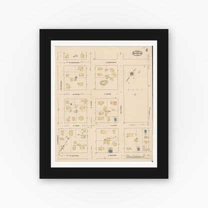 Old map wall art mockup — black gallery frame with white mat — Sanborn Fire Insurance Map from Belvidere, Boone County, Illinois (1922), Sheet #0004