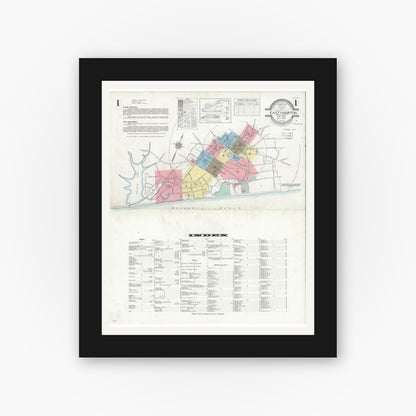 Old map wall art mockup — black gallery frame with white mat — Sanborn Fire Insurance Map from Easthampton, Suffolk County, New York (1936) - Complete Map Set