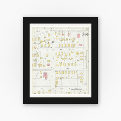 Old map wall art mockup — black gallery frame with white mat — Sanborn Fire Insurance Map from Manitowoc, Manitowoc County, Wisconsin (1906), Sheet #0003