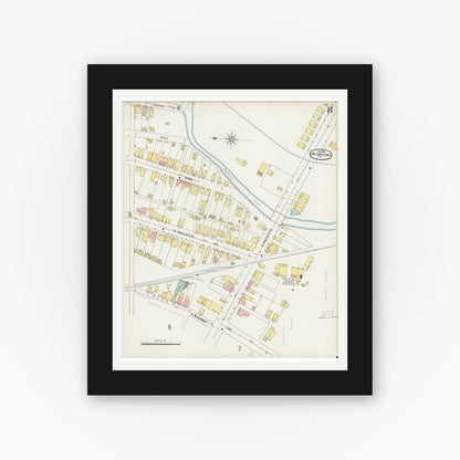 Old map wall art mockup — black gallery frame with white mat — Sanborn Fire Insurance Map from Uniontown, Fayette County, Pennsylvania (1896), Sheet #0008