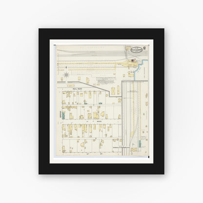 Old map wall art mockup — black gallery frame with white mat — Sanborn Fire Insurance Map from Michigamme, Marquette County, Michigan (1892), Sheet #0002