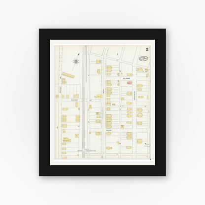 Old map wall art mockup — black gallery frame with white mat — Sanborn Fire Insurance Map from Alliance, Northampton County, Pennsylvania (1904), Sheet #0005