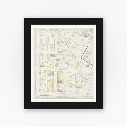 Old map wall art mockup — black gallery frame with white mat — Sanborn Fire Insurance Map from Eldorado, Saline County, Illinois (1894), Sheet #0002