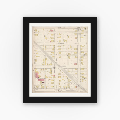 Old map wall art mockup — black gallery frame with white mat — Sanborn Fire Insurance Map from Alliance, Stark County, Ohio (1921), Sheet #0002