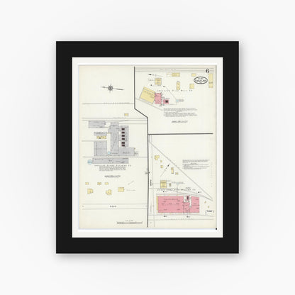 Old map wall art mockup — black gallery frame with white mat — Sanborn Fire Insurance Map from Eagle Lake, Colorado County, Texas (1912), Sheet #0006