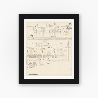 Old map wall art mockup — black gallery frame with white mat — Sanborn Fire Insurance Map from Collingswood, Camden County, New Jersey (1922), Sheet #0023