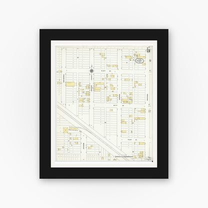 Old map wall art mockup — black gallery frame with white mat — Sanborn Fire Insurance Map from Gary, Lake County, Indiana (1911), Sheet #0021