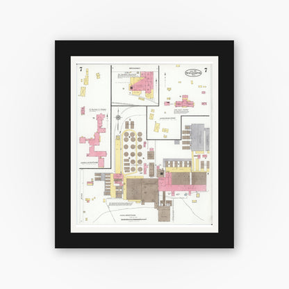 Old map wall art mockup — black gallery frame with white mat — Sanborn Fire Insurance Map from New Lexington, Perry County, Ohio (1926), Sheet #0007