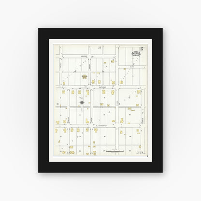 Old map wall art mockup — black gallery frame with white mat — Sanborn Fire Insurance Map from McKinney, Collin County, Texas (1920), Sheet #0017